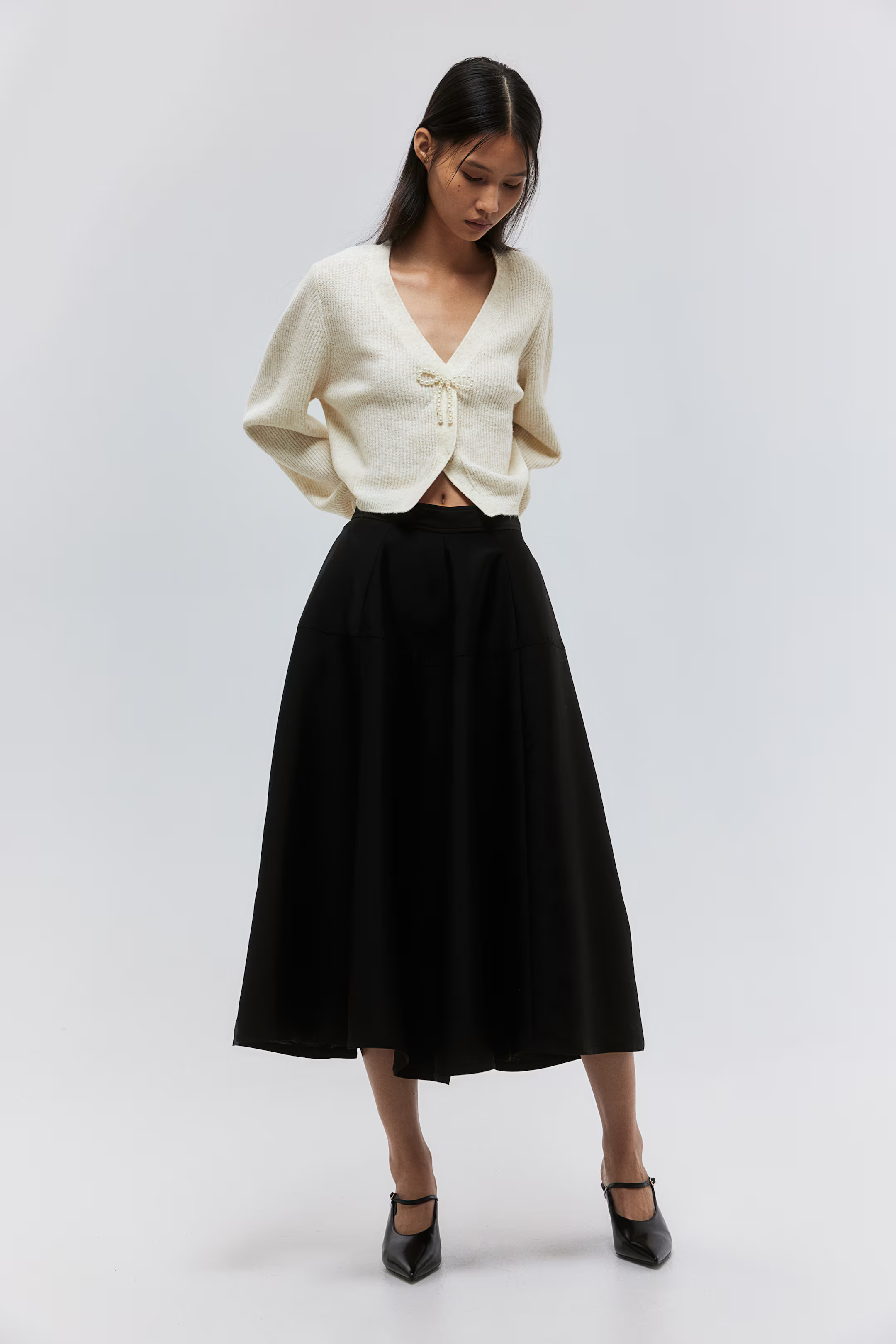 Bow-Detail Rib-Knit Cardigan | H&M (US + CA)