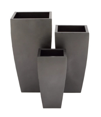 Bayberry Lane Dark Gray Metal Contemporary Planter Set of 3 20", 25", 30"H | Ashley Homestore