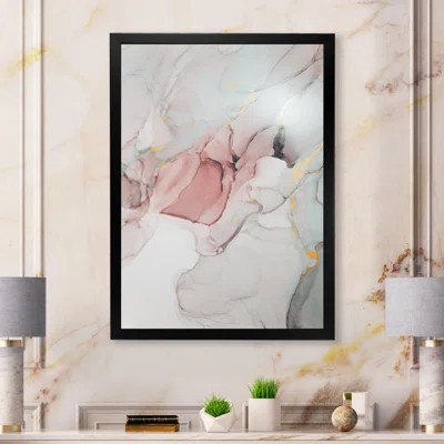 Grey And Pink Marble Art Ripples - Modern Canvas Artwork | Wayfair North America