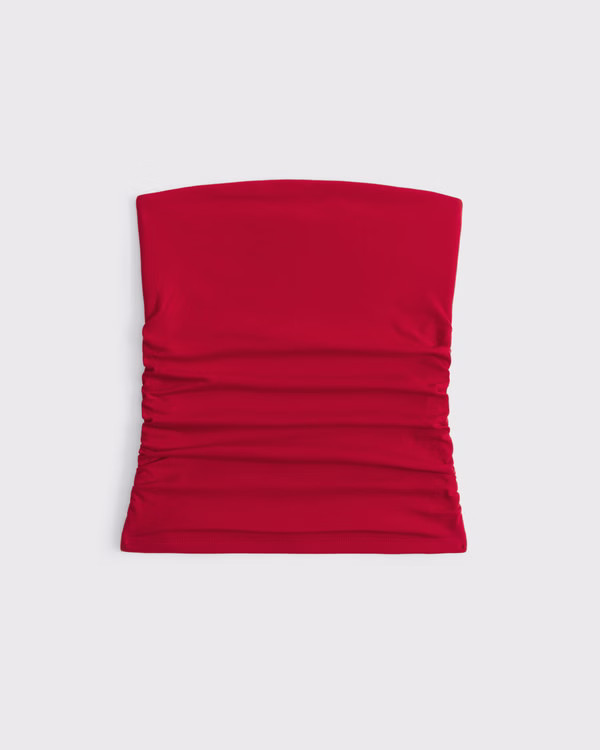 Cotton-Blend Seamless Fabric Ruched Tube Top | Abercrombie & Fitch (US)