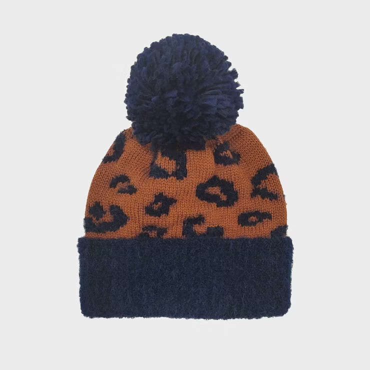 Toddler Girls' Leopard Beanies - Cat & Jack™  Navy Blue | Target