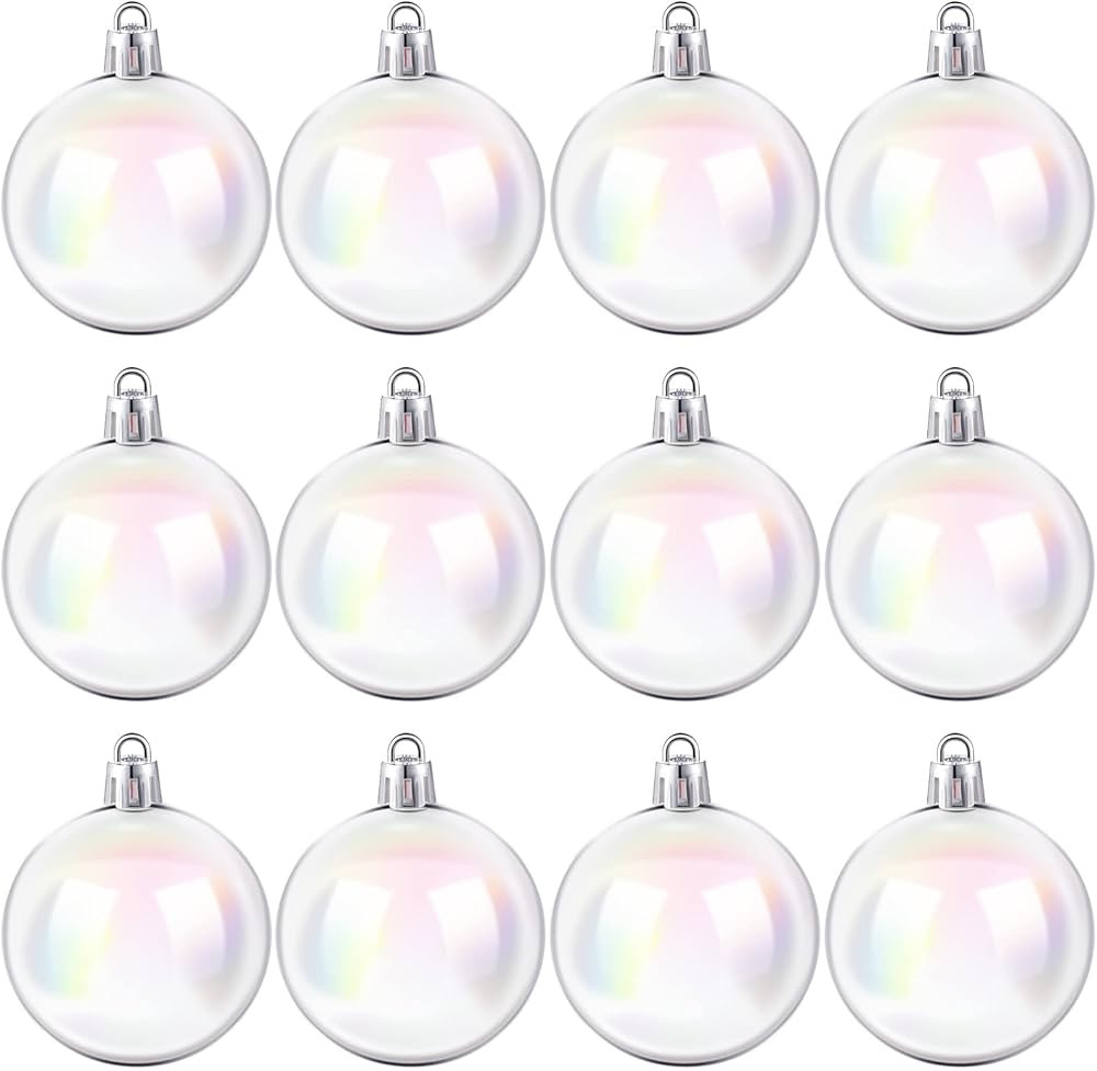 Jutom Iridescent Ornaments Plastic Clear Bubble Hanging Ornaments Balls Bulk Wedding Decorative H... | Amazon (US)
