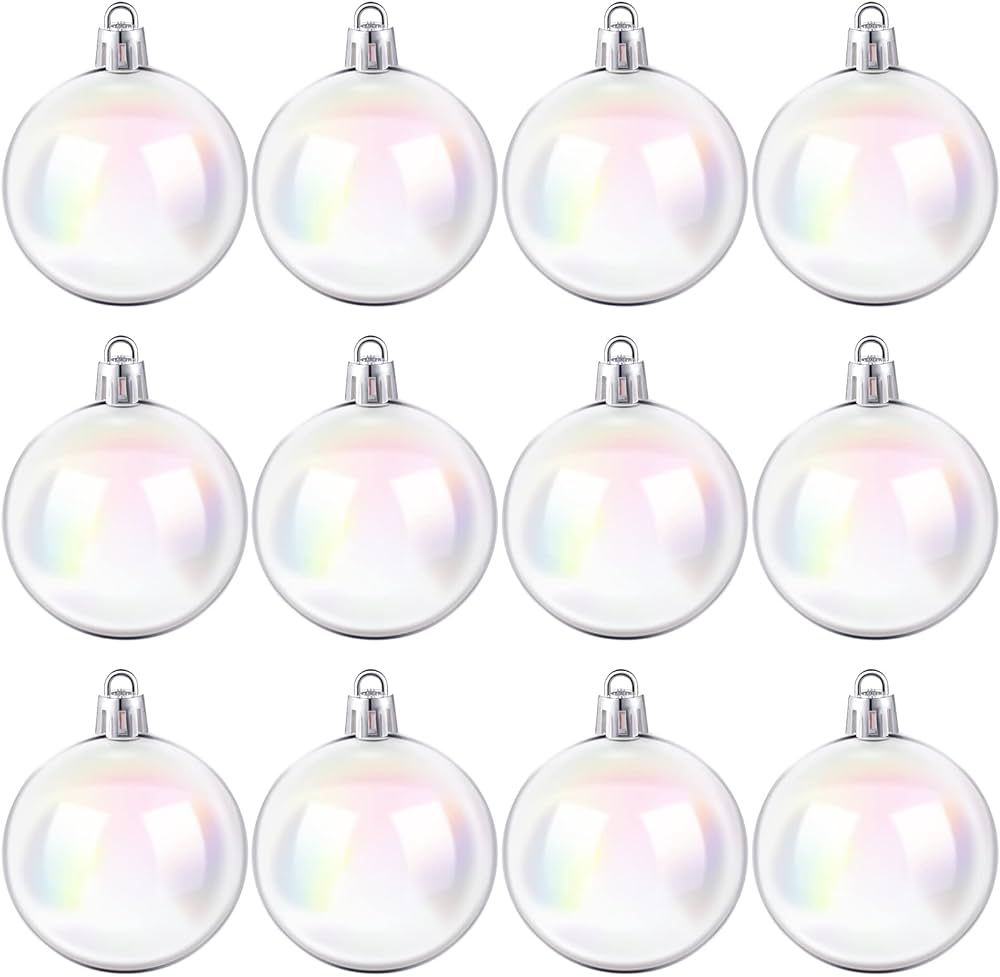 Jutom Iridescent Ornaments Plastic Clear Bubble Hanging Ornaments Balls Bulk Wedding Decorative H... | Amazon (US)