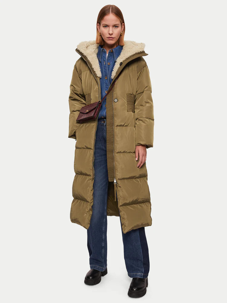 Long Line Eco Down Puffer | Brown | Jigsaw (UK)