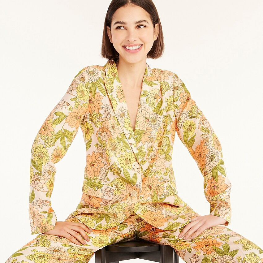 J.Crew: Eco Cupro Long Parke Blazer In Zinnia Floral For Women | J. Crew US