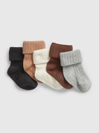 Baby Organic Cotton Rib Crew Socks (5-Pack) | Gap (US)