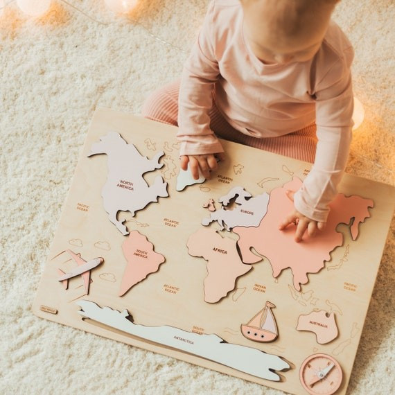 World Map Puzzle, 3+ Years Old Girl, Educational Toy, Birhday Baby Gift, Christmas Gift For Kid, ... | Etsy (US)
