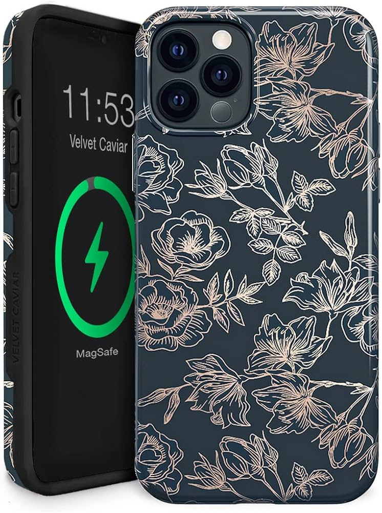 VELVET CAVIAR Case for iPhone 13 Pro Max Grey Rose Gold Flowers | Amazon (US)