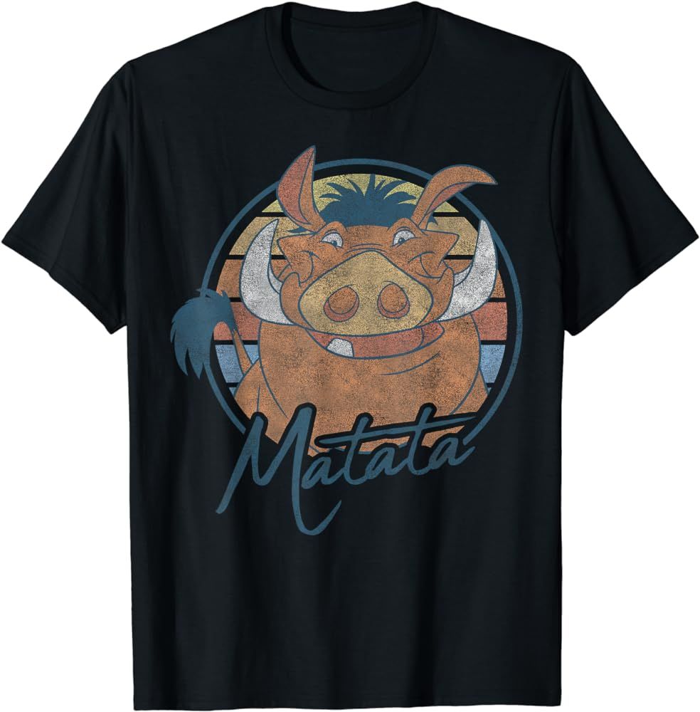 Disney The Lion King Pumbaa Matata Text Portrait T-Shirt | Amazon (US)
