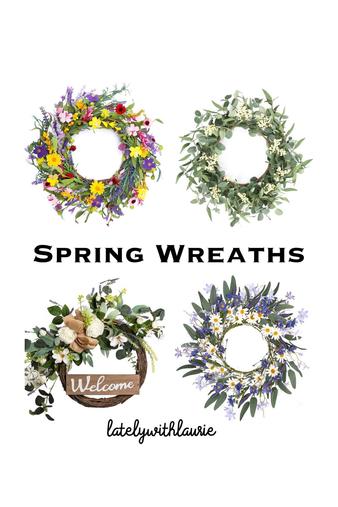 Spring wreaths for your door! Love the eucalyptus one and lilac one! So pretty! Home decor, front door decoration, wreath 

#LTKunder50 #LTKfamily #LTKhome