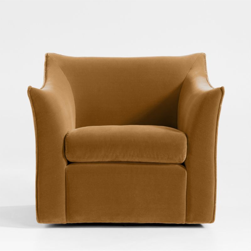 Tortona Ocher Velvet Swivel Accent Chair | Crate & Barrel | Crate & Barrel
