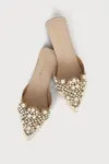 Flora Beige Suede Pearl Embroidered Pointed-Toe Flats | Lulus (US)
