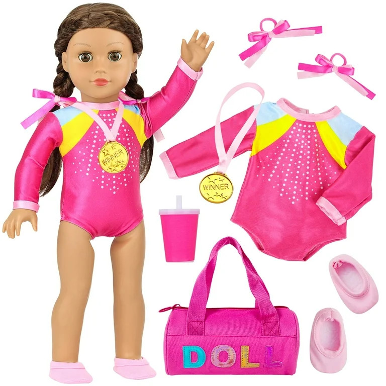 ZITA ELEMENT 18 Inch Doll Gymnastics Clothes Set - Pink Leotard, Shoes, Gym Bag, Olympic Medal, W... | Walmart (US)