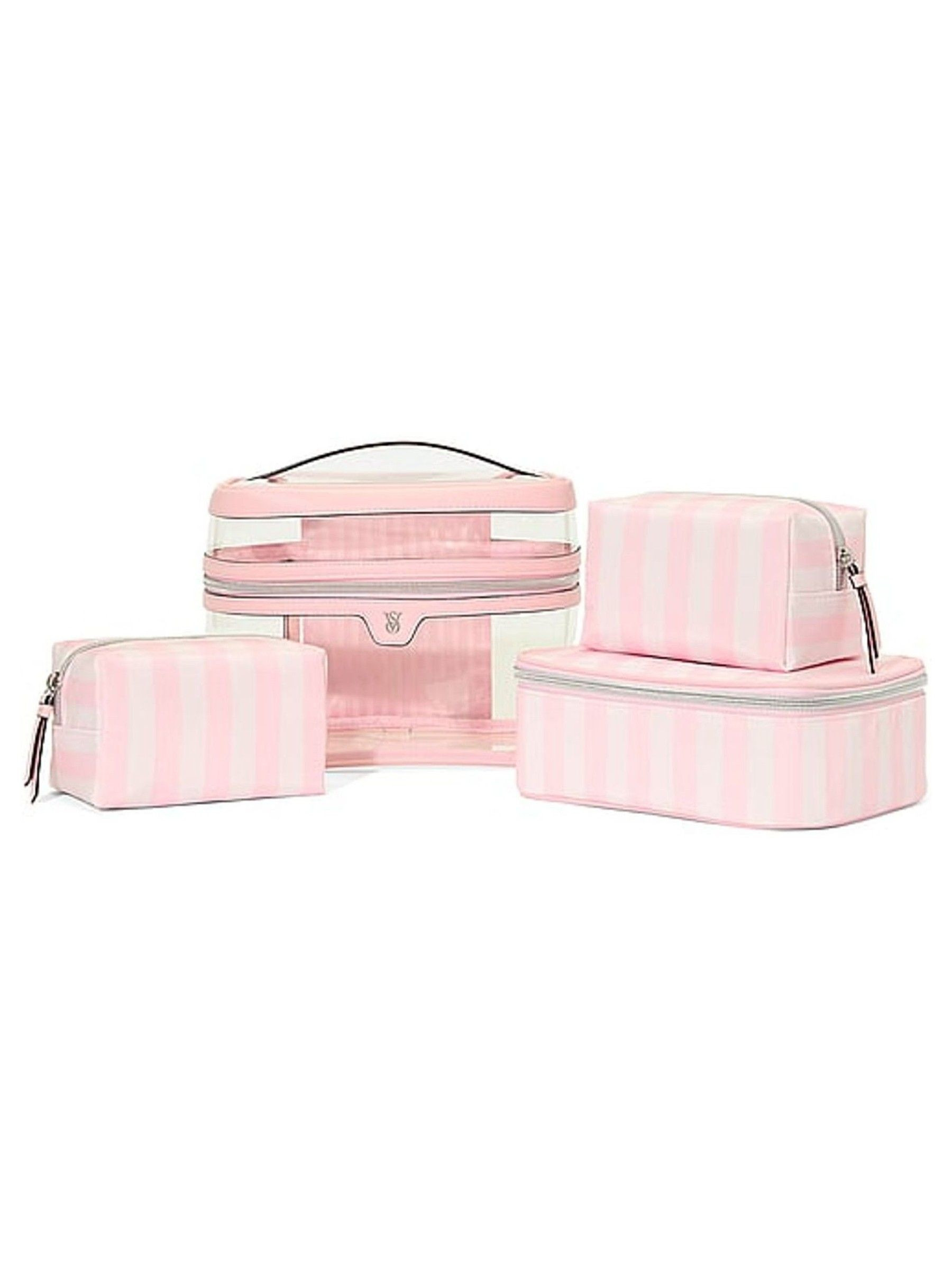 Iconic Stripe Pink 4 in 1 Makeup Bag | Victoria's Secret UK | Victoria's Secret UK
