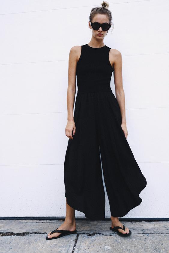 Zara - Combined Full-Length Jumpsuit - Black - S - Woman | Zara UK