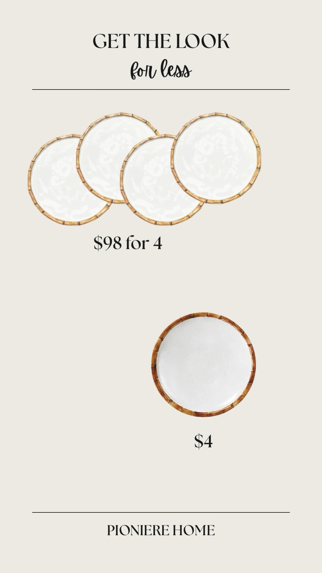 Get the look for less bamboo rimmed plates. Melamine dinnerware, McGee & co dupe, summer dinnerware #designerlookforless

#LTKSeasonal #LTKHome #LTKdayinmylife