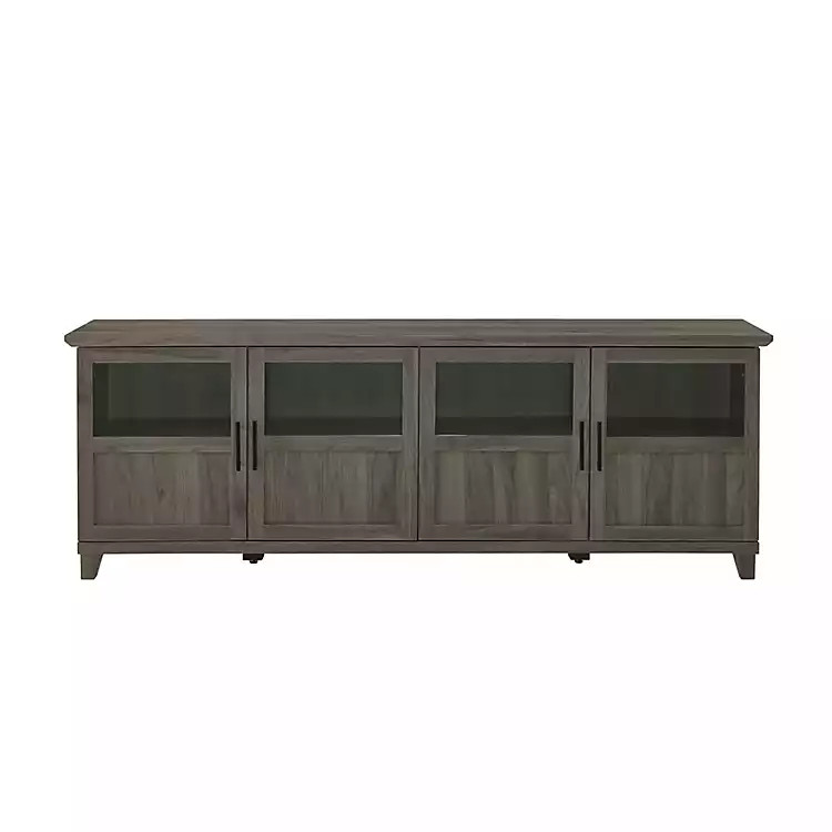 Slate Gray Glass Paneled Door TV Stand | Kirkland's Home