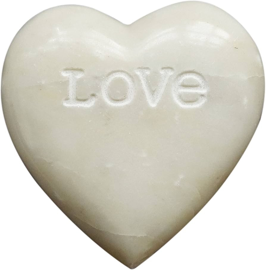 Creative Co-Op Soapstone Heart Decoration Engraved Love,White | Amazon (US)