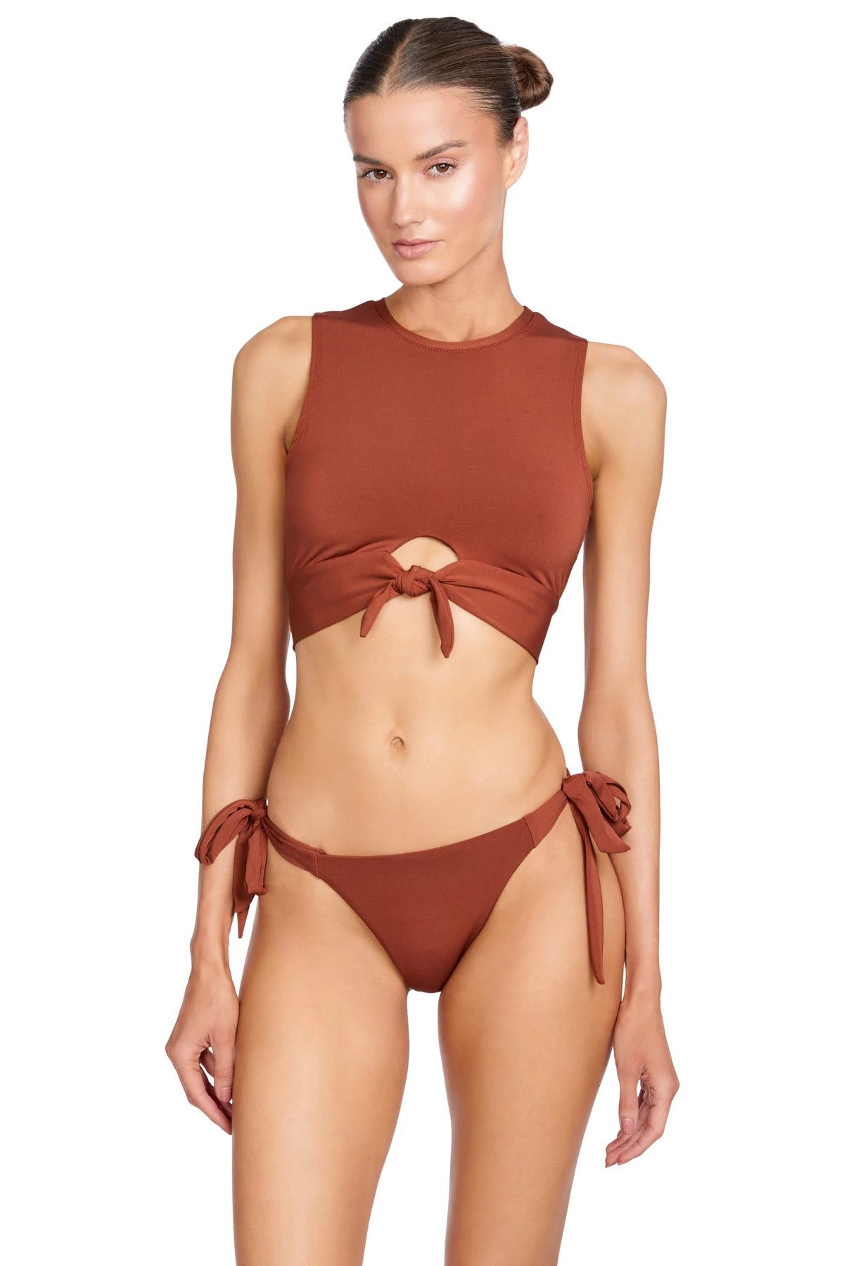 Tie Front Sleeveless High Neck Bikini Top | Everything But Water