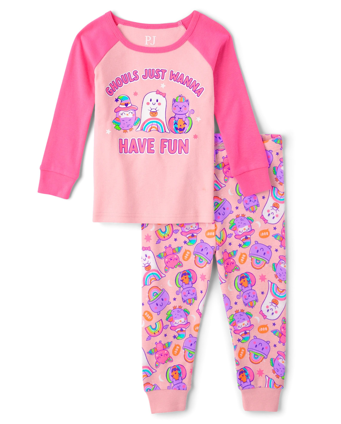 Baby And Toddler Girls Glow Ghouls Wanna Have Fun Snug Fit Cotton Pajamas - pink | The Children's Place