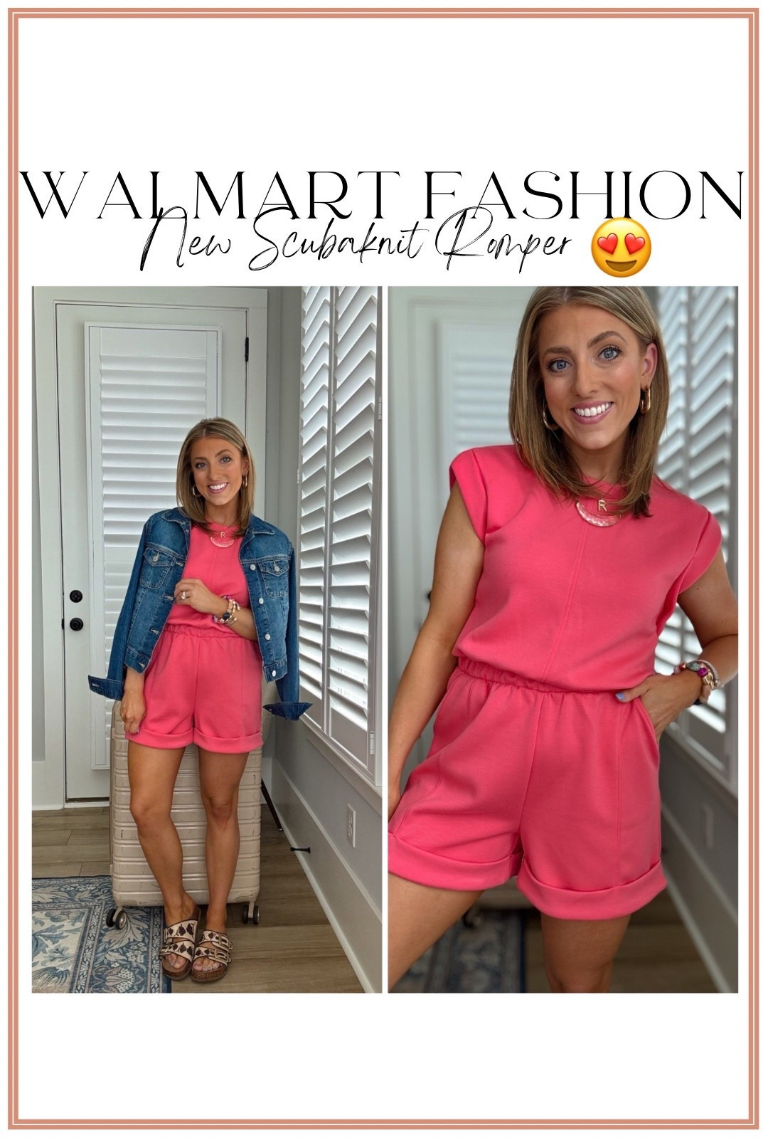 Travel day outfit but make it cute ✈️💖 this new scubaknit romper on Walmart is everything — buttery soft, lightweight, and insanely comfortable for long travel days but still looks put together 🙌 the fit is so flattering with the cinched waist and relaxed shorts (hello easy movement 👏)

I threw on a denim jacket for layering + comfy sandals and it’s the perfect travel day to everyday look. These new scubaknit pieces just dropped and I have a feeling they’re going to go FAST 🔥 such good quality for the price and gives major higher-end athleisure vibes

Wearing my true size and it fits perfectly ✔️

#walmartfashion #traveloutfit #airportstyle #scubaknit #affordablefashion #momstyle #ootd #casualstyle #springoutfits #summerstyle #walmartfinds #everydaystyle #comfyandcute #onwalmart

#LTKTravel #LTKPetite #LTKootd