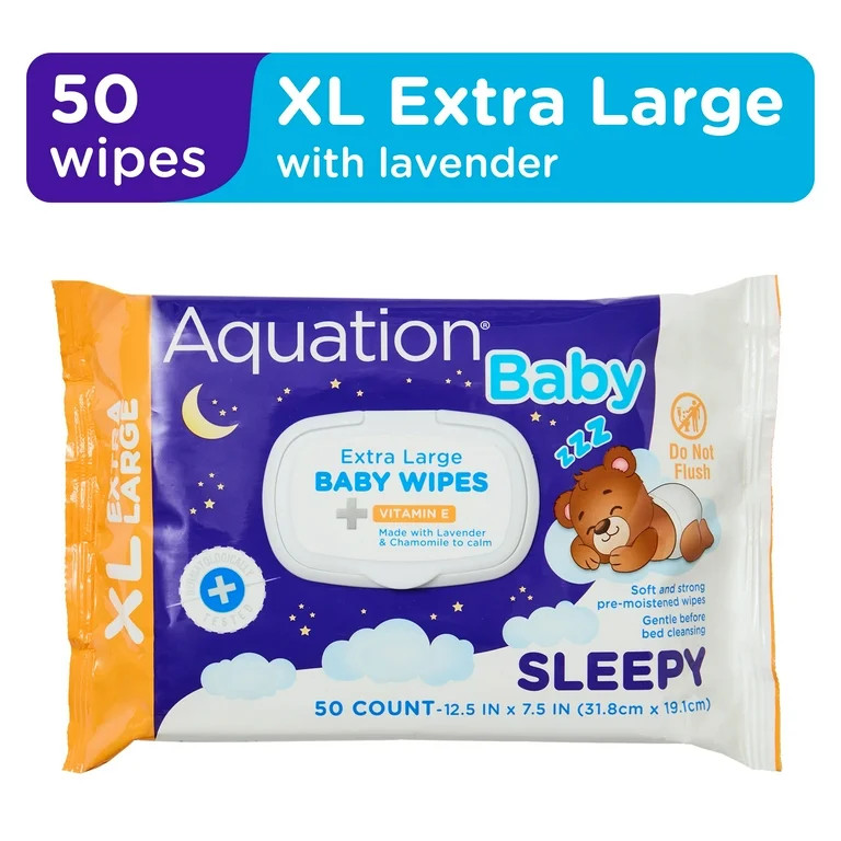 Aquation Baby XL Wipe Sleepy with Lavender Essential Oil,  50 Count | Walmart (US)