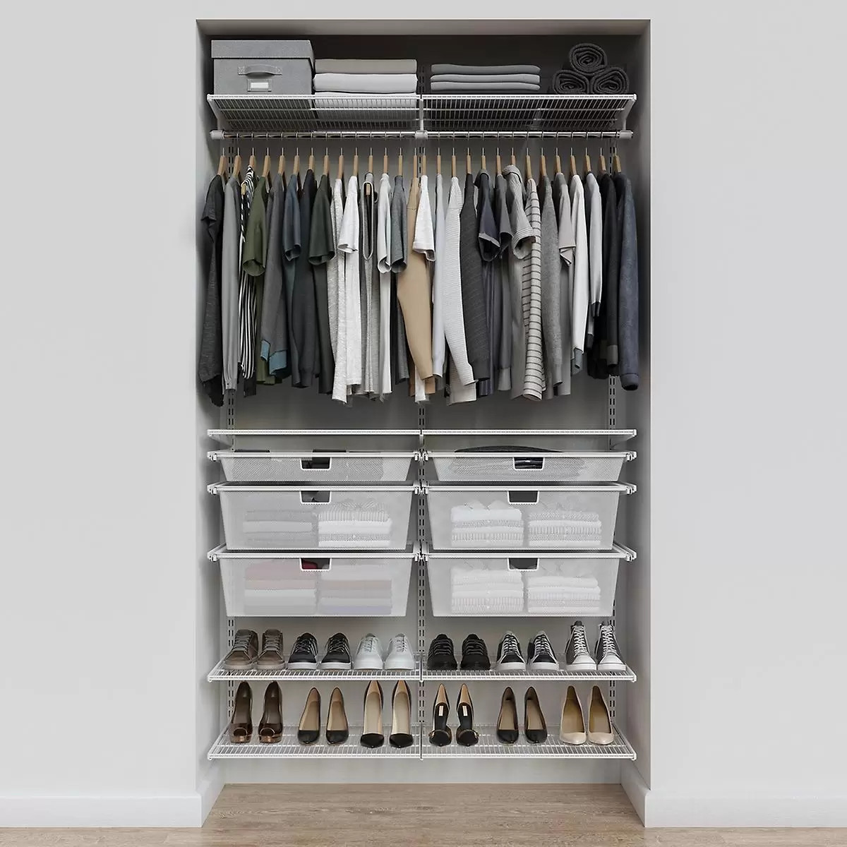 Elfa Classic 4' White Reach-In Closet | The Container Store