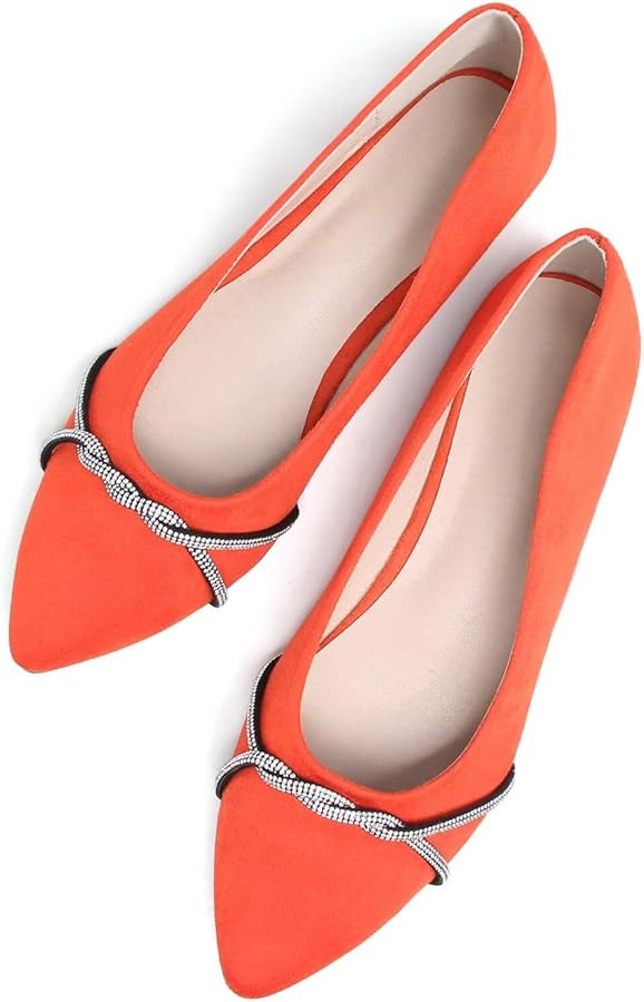 TN TANGNEST Womens Casual Flats Fashion Chain Pointed Toe Ballet Flats Rhinestone Flats Comfort S... | Amazon (US)