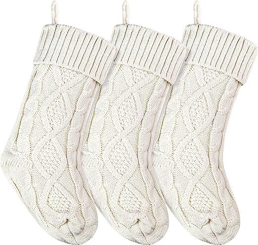 Amazon.com: Christmas Stockings Knitted Xmas Stockings 18 Inches Double-Sided Fireplace Hanging S... | Amazon (US)