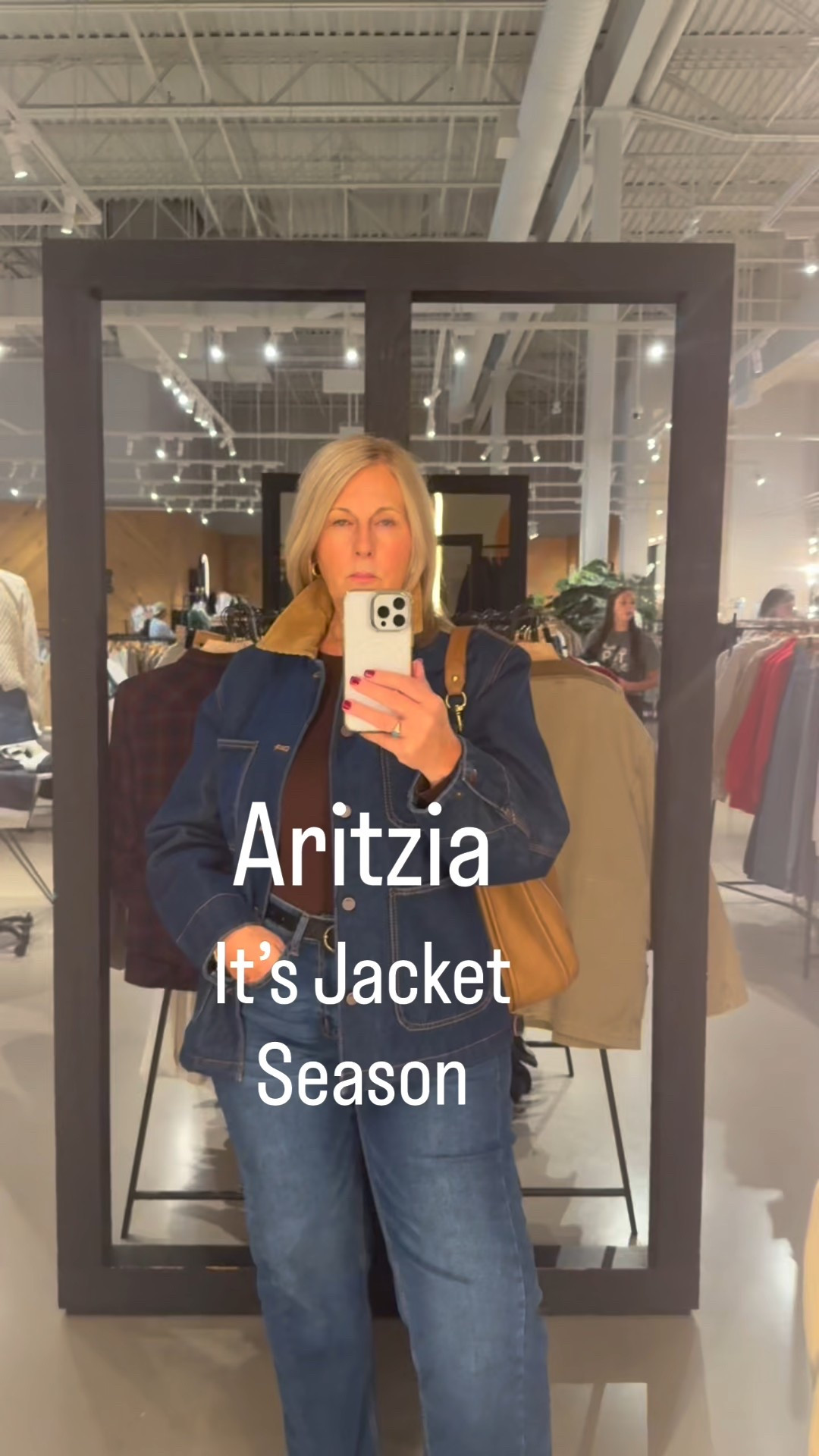 Popped into Aritzia to try on some fall coats 🍂🧥 
Mostly gravitated toward the barn-style ones, but I also tried a cropped jacket, a gorgeous faux leather piece in dark brown, and the dreamiest denim coat. I even slipped on a longer green one—it was nice, but my heart’s definitely with the others. 


#LTKover50style #LTKmidsize