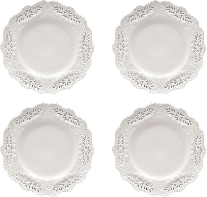 Gracie China, Victorian Rose Collection, 8-Inch Dessert Plate, White Fine Porcelain, Set of 4 | Amazon (US)