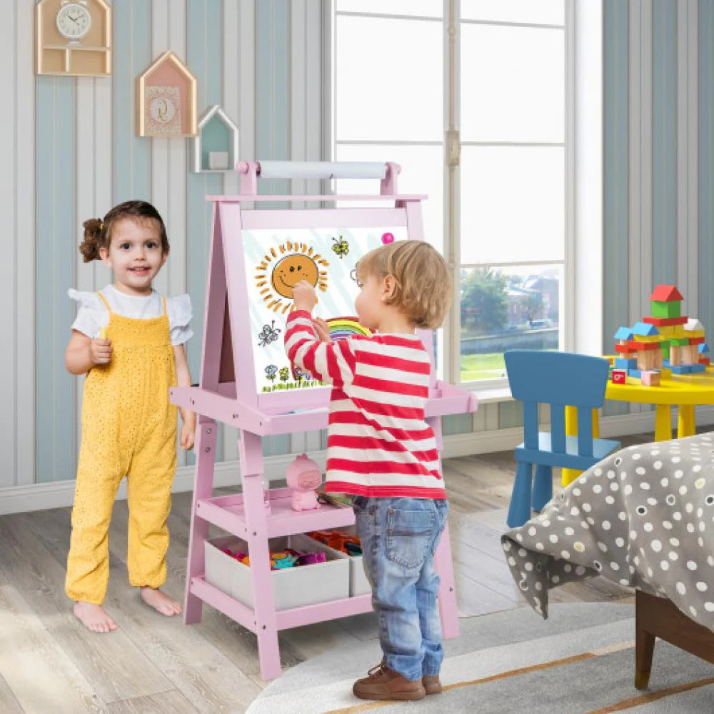 3-in-1 Double-Sided Storage Art Easel-Pink | Shop Simon