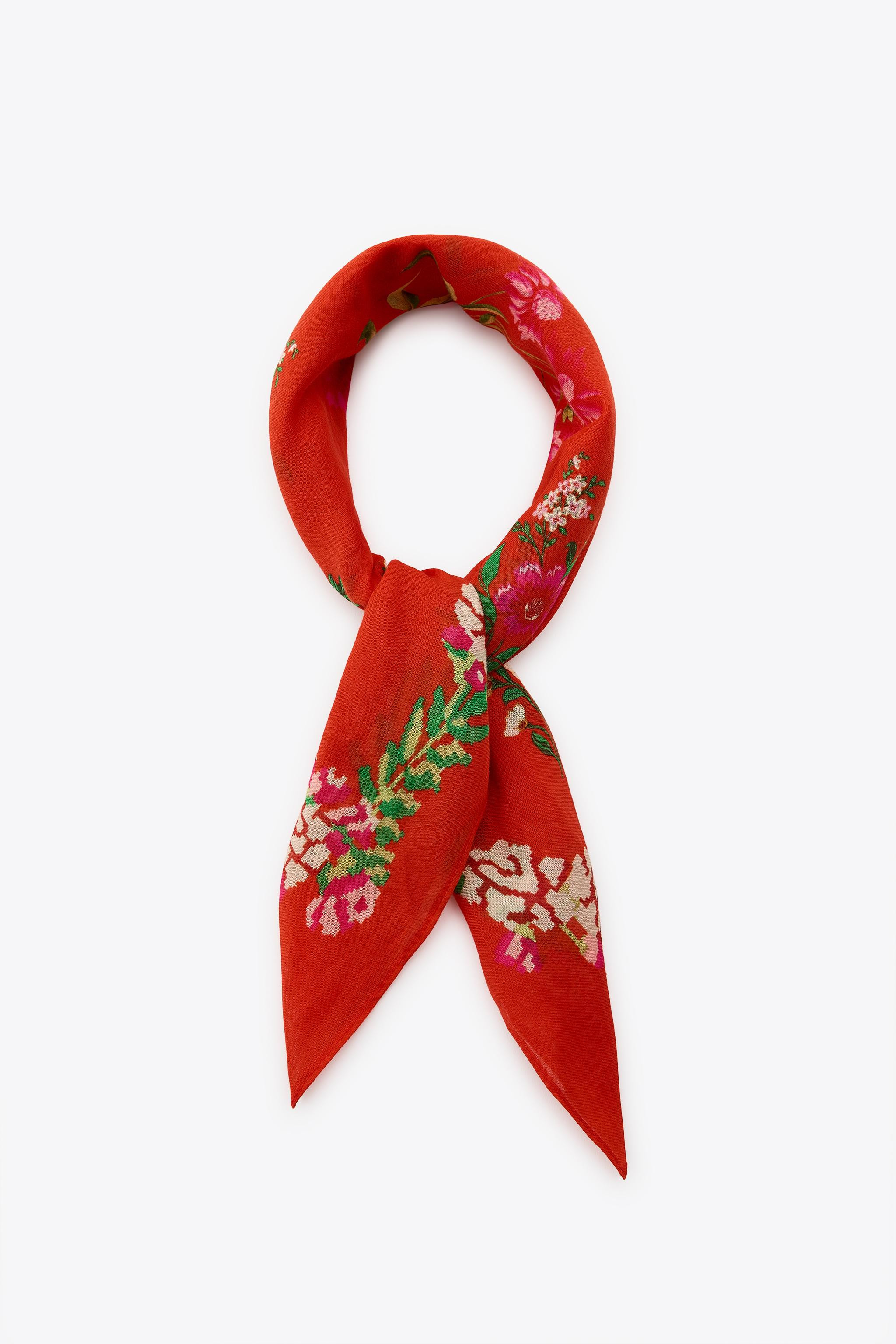 EMBROIDERED COTTON SCARF | Zara US