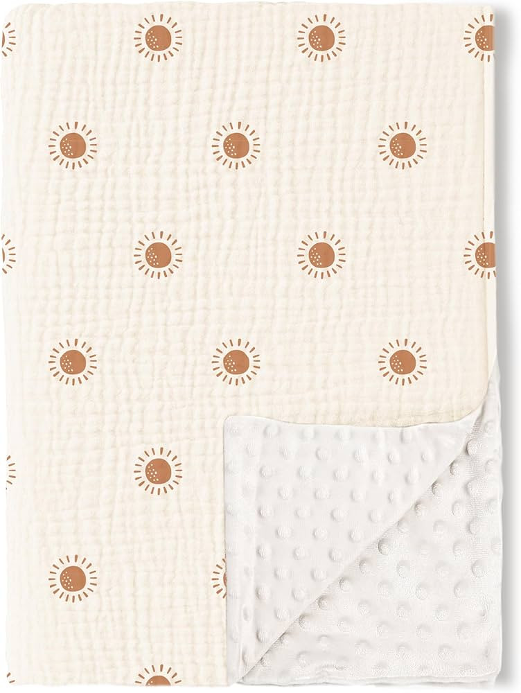 Konssy Baby Blankets for Unisex Boys Girls, Super Soft Nursery Minky Blankets with Muslin Cotton ... | Amazon (US)