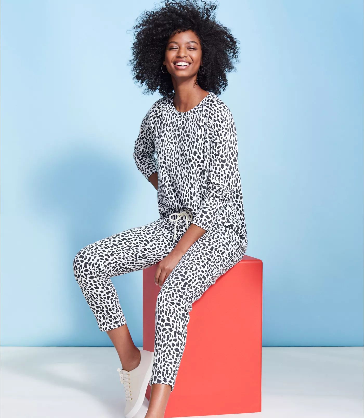 Lou & Grey Cheetah Print Terry Sweatpants | LOFT | LOFT