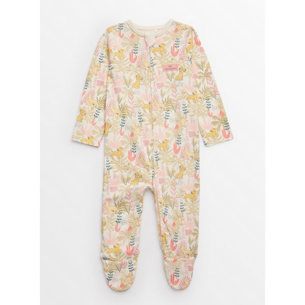 Buy Disney The Lion King Pink & Khaki Sleepsuit Up to 3 mths | Sleepsuits and pyjamas | Tu | Tu Clothing