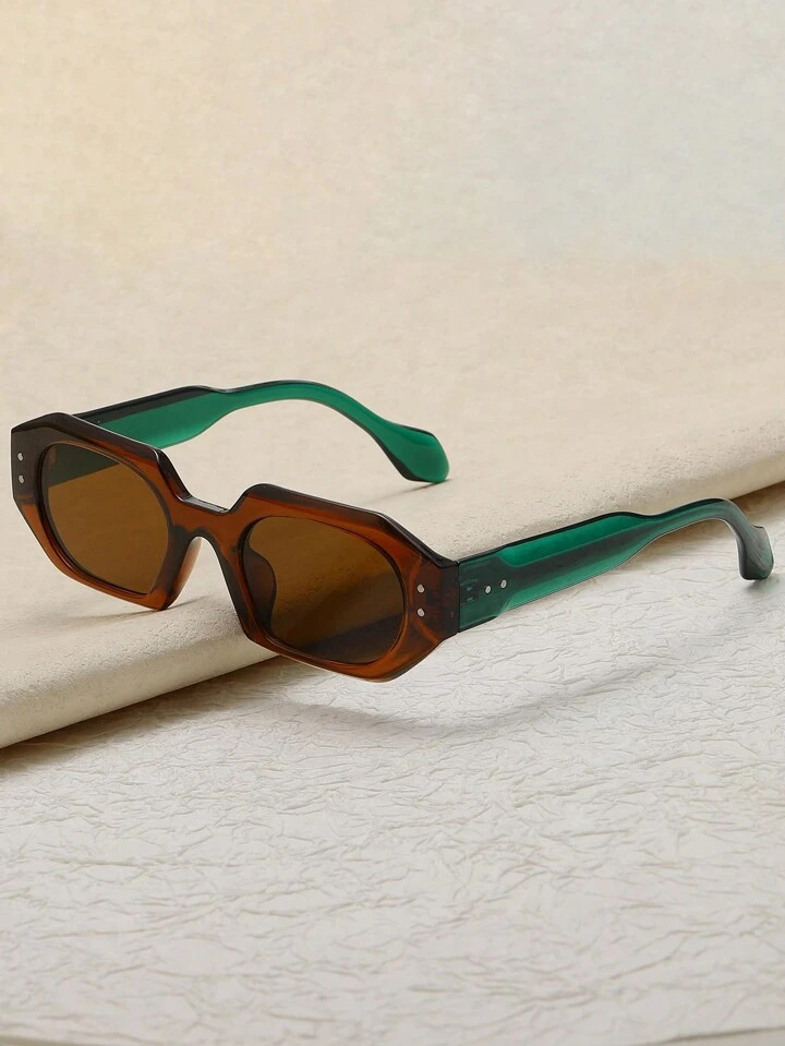 1pc Women's Dual-Tone PC Frame Rivet Fashion Glasses, Comfortable Lightweight Cycling Glasses, Fa... | SHEIN