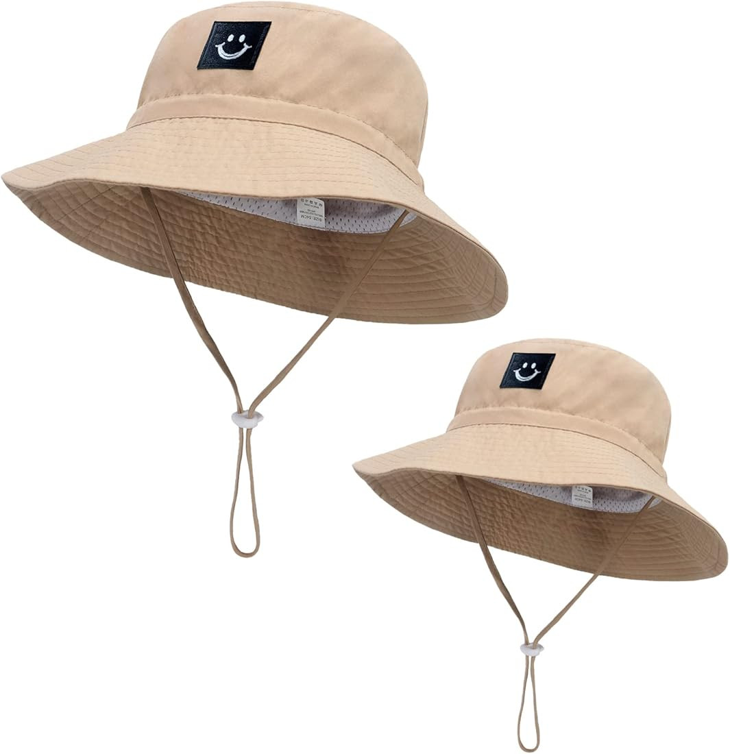 Asufegucd 2Pcs Parent-Child Sun Hat,Smile Face UPF 50+ Toddler Bucket Hat for Mother&Baby Boys Gi... | Amazon (US)