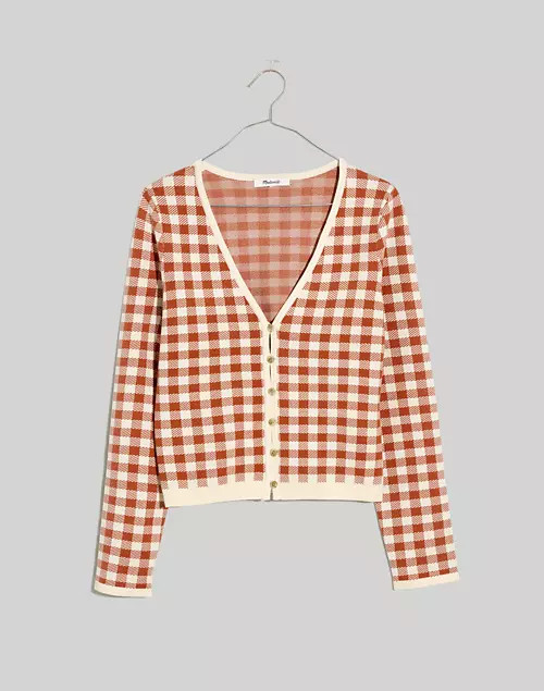 Carmon Crop Cardigan Sweater in Gingham Check | Madewell
