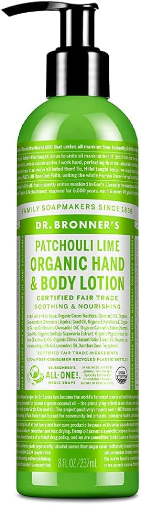 Dr. Bronner's - Organic Lotion (Patchouli Lime, 8 Ounce) - Body Lotion and Moisturizer, Certified... | Amazon (US)