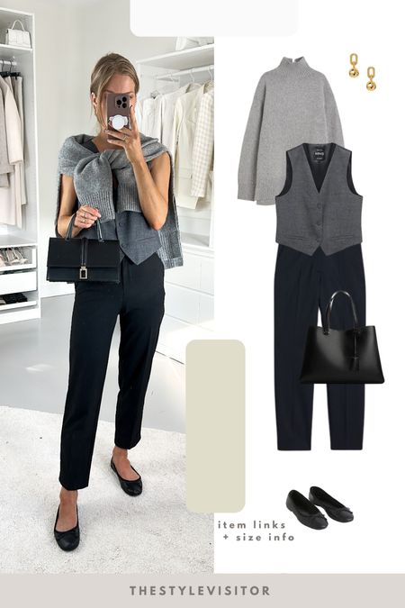 Back to work! Styling a transitional grey and black outfit wearing grey melange waistcoat and a budget friendly light grey sweater. Read the size guide/size reviews to pick the right size.

Leave a 🖤 to favorite this post and come back later to shop

#LTKworkwear #LTKeurope #LTKSeasonal