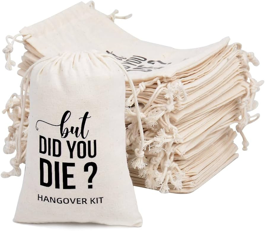 10 Premium Organic Muslin Drawstring Bags 4x6 - Wedding Party Favor Set for Bachelorette Hangover... | Amazon (US)
