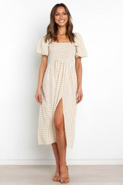 Cunningham Dress - Beige Gingham | Petal & Pup (AU)
