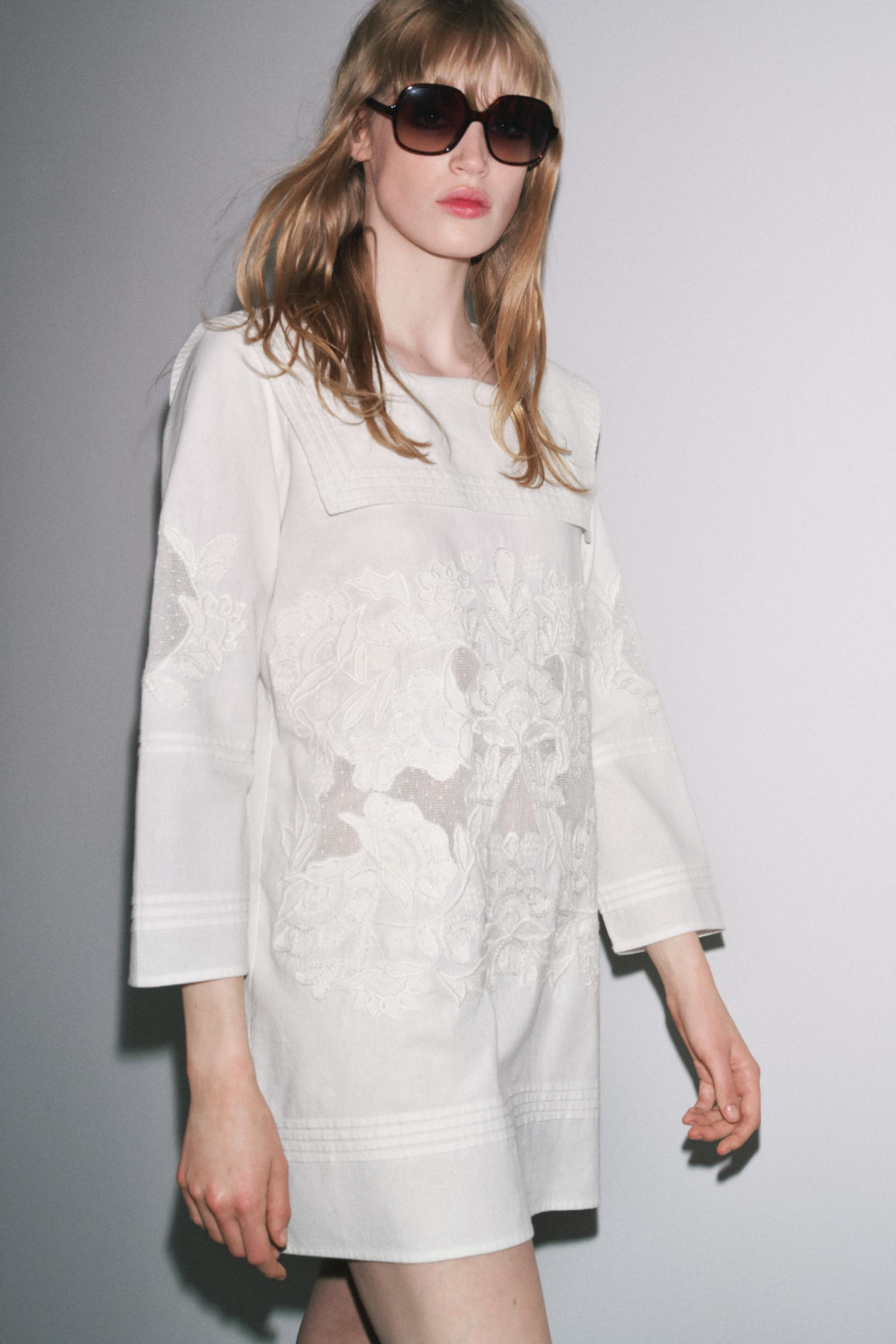 ZW COLLECTION EMBROIDERED SHORT DRESS | Zara US