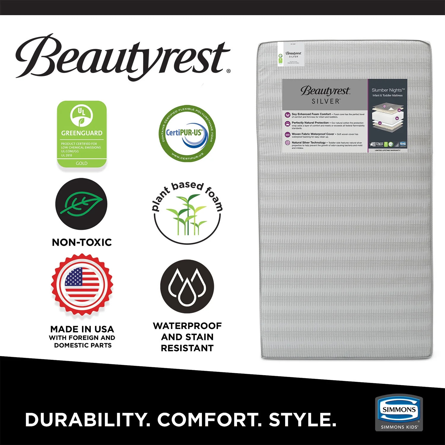 Beautyrest Silver Slumber Nights Crib and Toddler Mattress | Walmart (US)