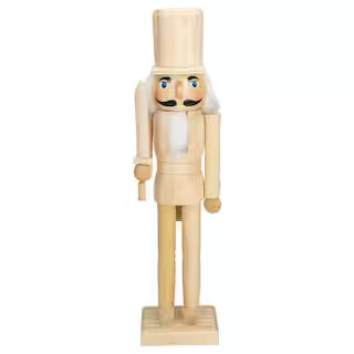 Northlight 15 in. Unfinished Paintable Wooden Christmas Nutcracker with Sword 34851145 - The Home... | The Home Depot