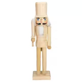 15 in. Unfinished Paintable Wooden Christmas Nutcracker with Sword | The Home Depot