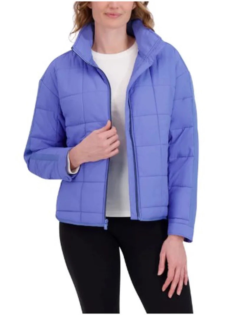 Roxy Women’s Quilted Puffer Jacket, Full Zip, Blue, Size Large | Walmart (US)