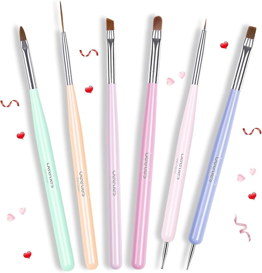 Beetles Nail Art Brushes Set Gel Polish Nail Art Design Pen Painting Tools Fingernail Brush Nail ... | Amazon (US)