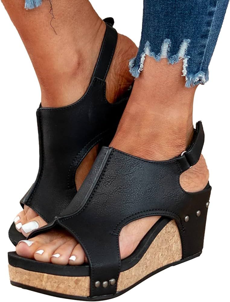 Wedge Sandals for Women Dressy Summer Slide Platform Sandals Wedges Shoes Espadrilles Wedge Platf... | Amazon (US)